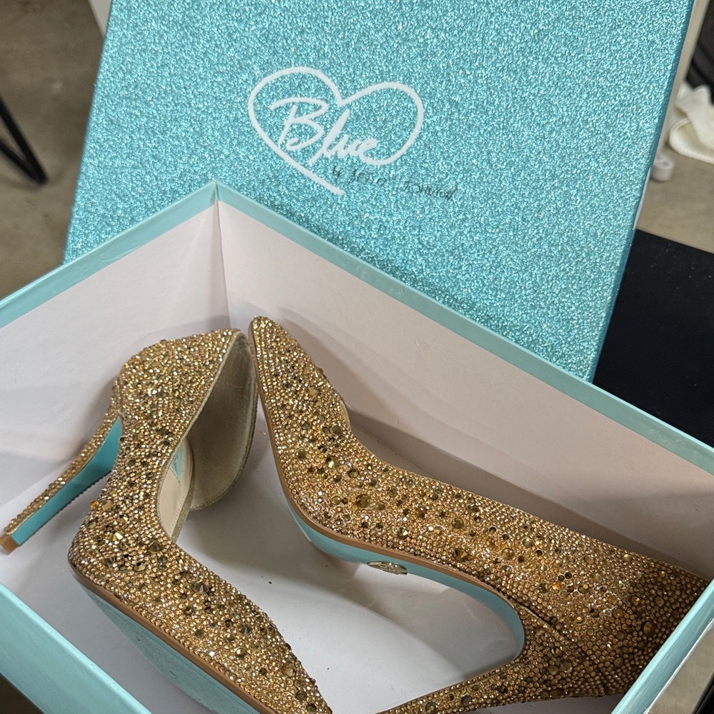 Blue by Betsey Johnson Sparkling Gold Heels